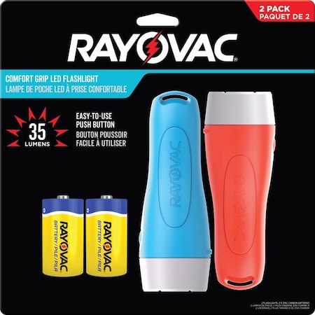 Rayovac Rayovac Comfort Grip 35 lm Assorted LED Flashlight D Battery ROVGPHH152